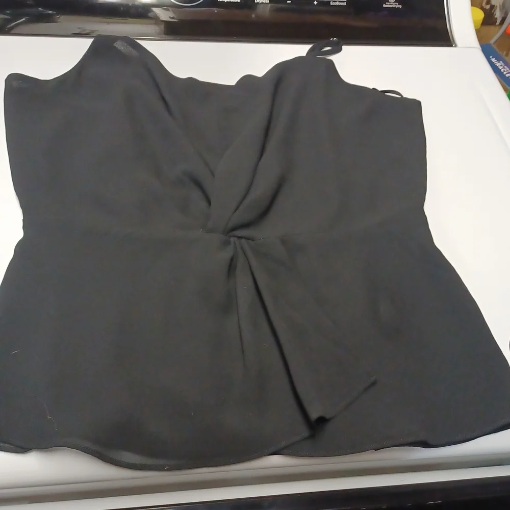 Naked Zebra black blouse, S Small cinch waist design, spaghetti straps - Picture 6 of 7